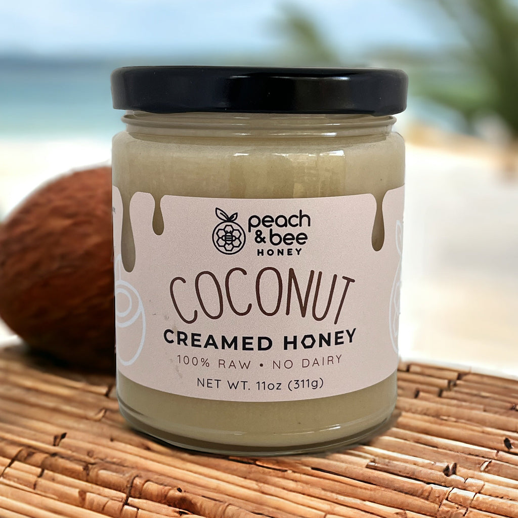 Coconut Creamed Honey- 11 oz – Peach And Bee Honey